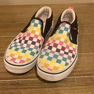 Rainbow checkered vans Shoes - size 2.5